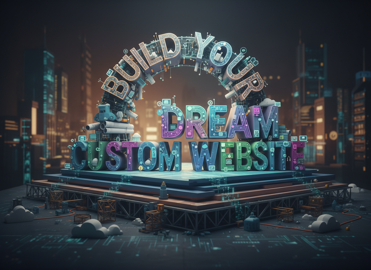 creative image that says 'Build Your Dream Custom Website'